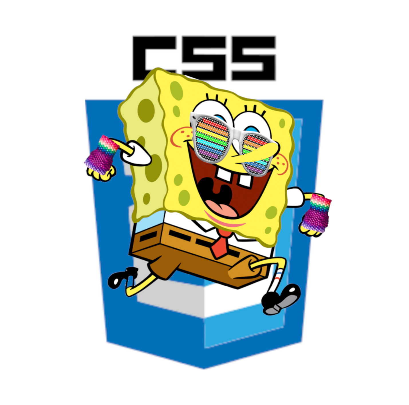 SpongeBob raver with raver wear in the foreground and a CSS logo in the background.